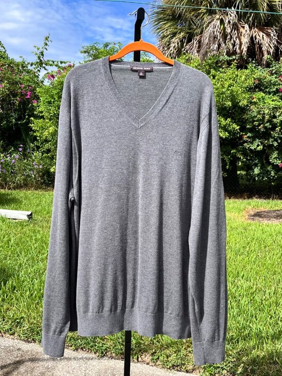 Michael Kors Gray Embroidered Logo 100% Cotton Sweater Size XXL - Picture 1 of 8